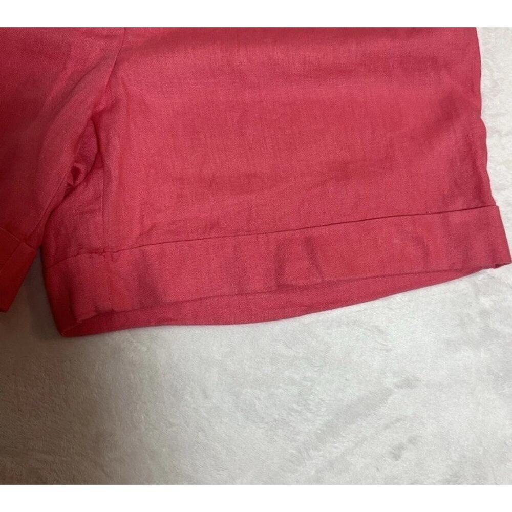 Boden Sz 8 Pink Linen Pleat Front Shorts Cuffed 6” Inseam Preppy Beachy Classic - Picture 10 of 16